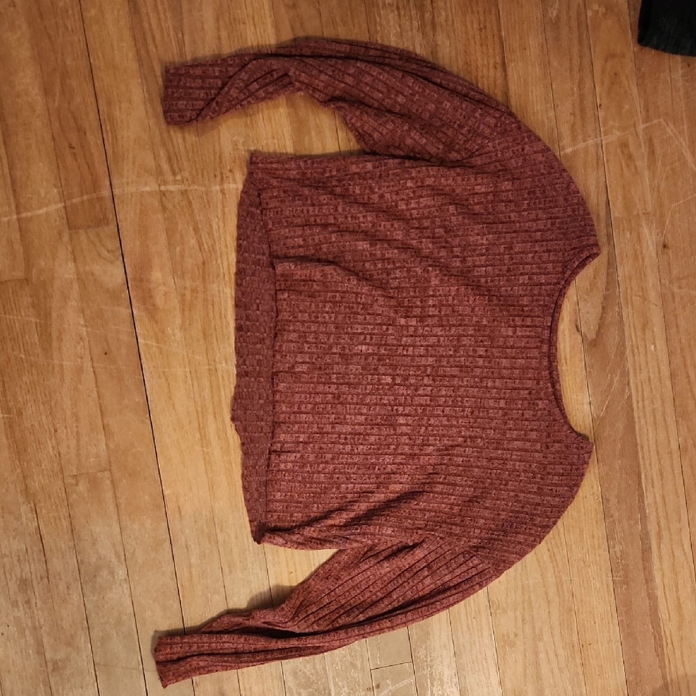Women's Ribbed Knit Sweater - Rust Schein Small